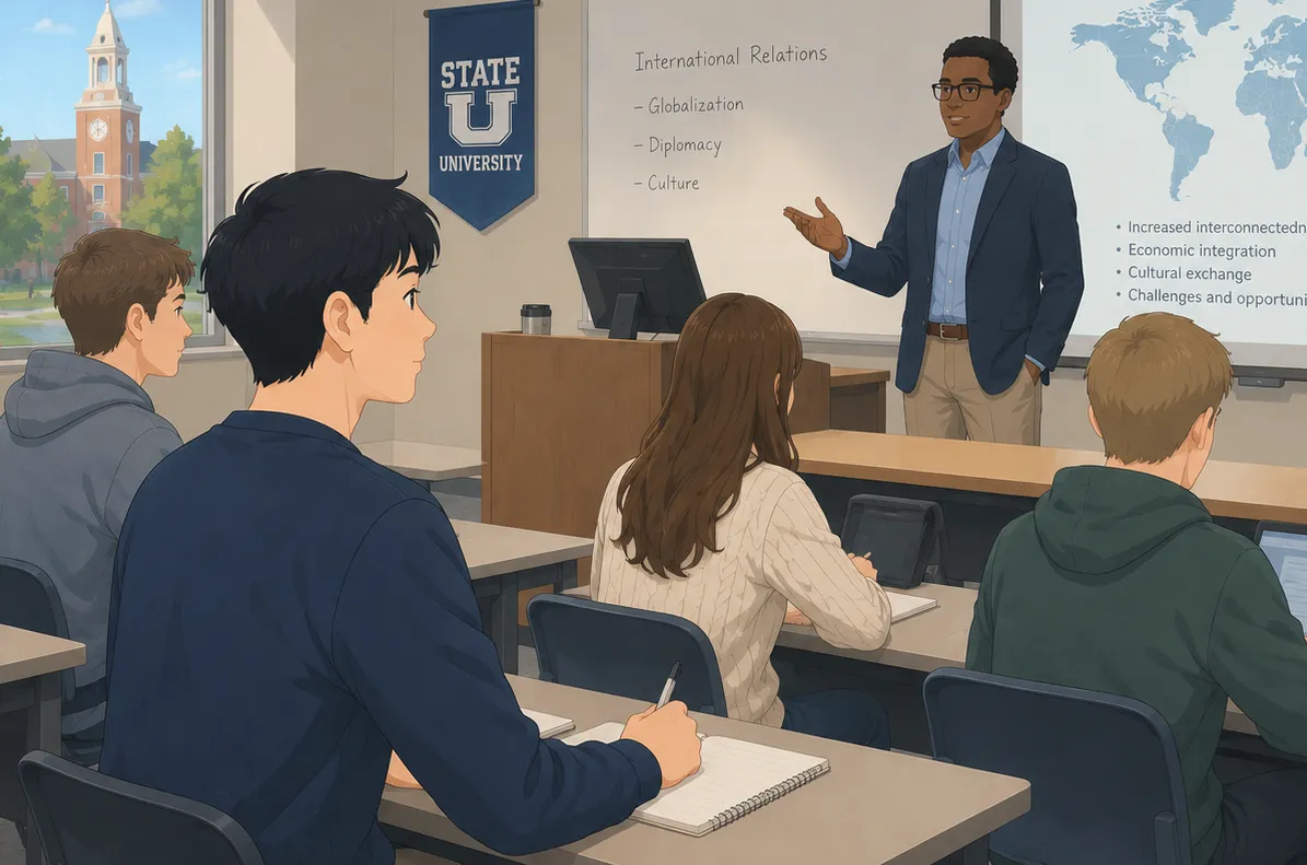 미국 F-1 학생비자로 미국 대학 강의실에서 수업을 듣는 유학생